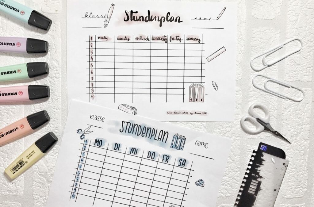 Stundenplan Freebie zum Ausdrucken