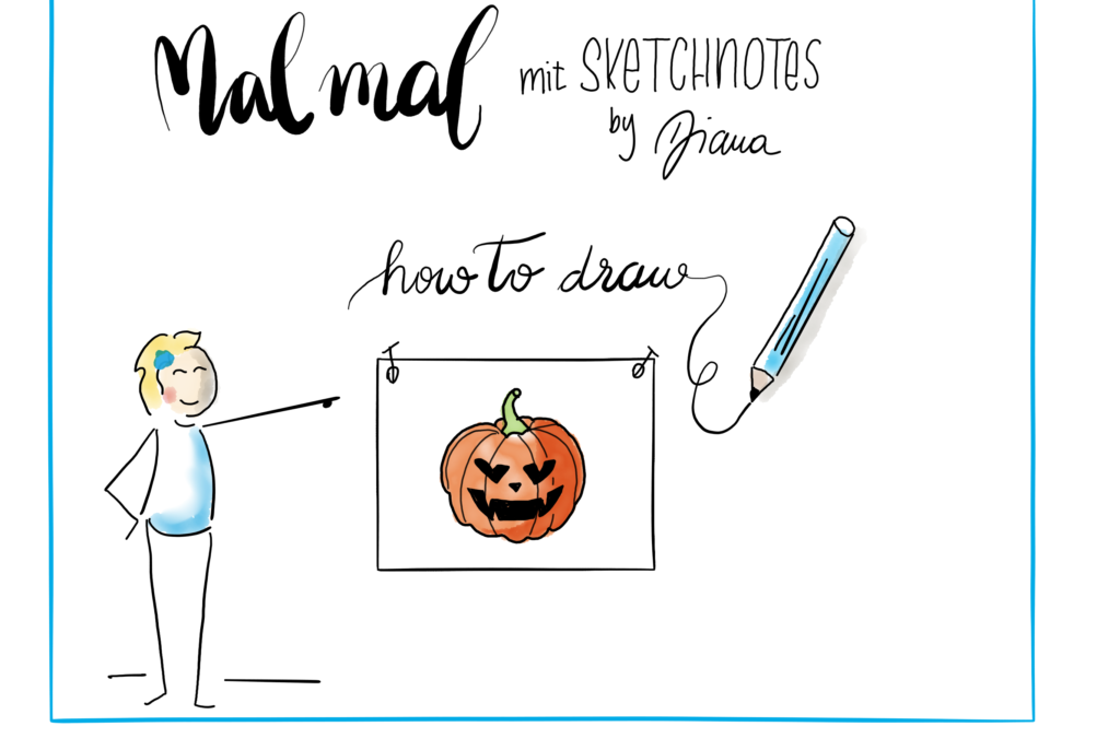 Sketchnote Anleitung zum Nachzeichnen – Kürbis