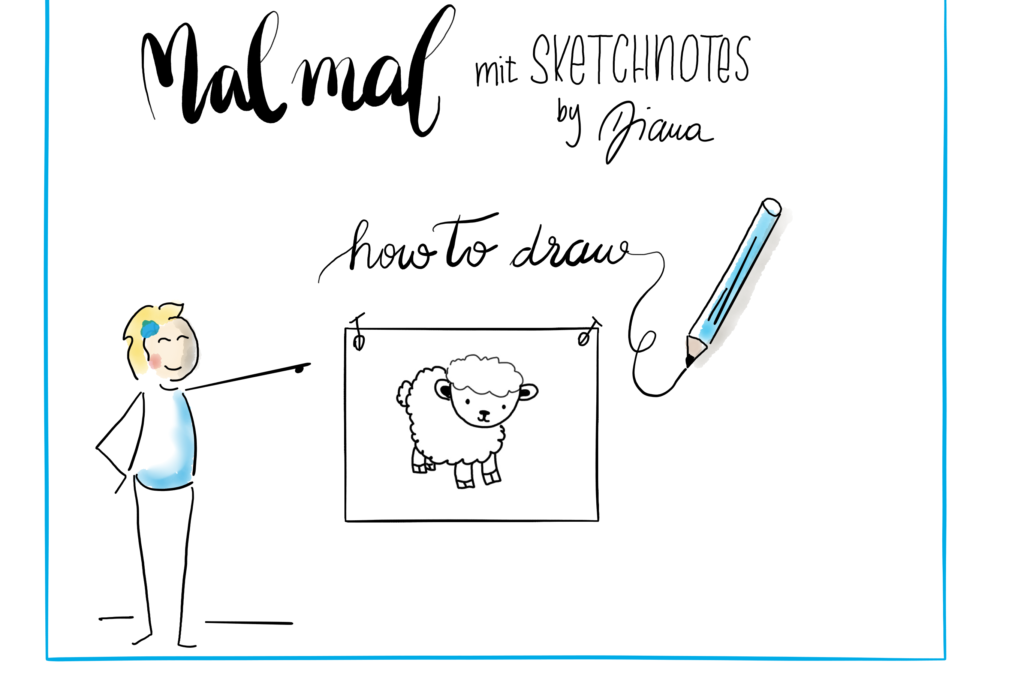 Sketchnote Anleitung Lamm – zum Nachzeichnen