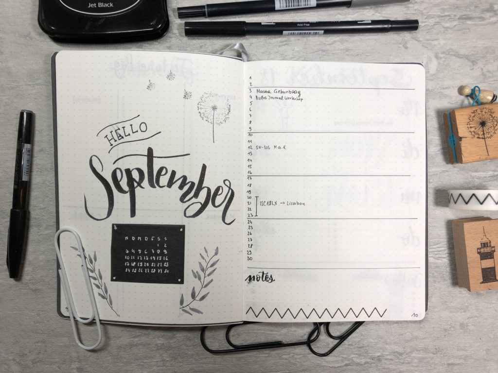 Bullet Journal Monatsübersicht