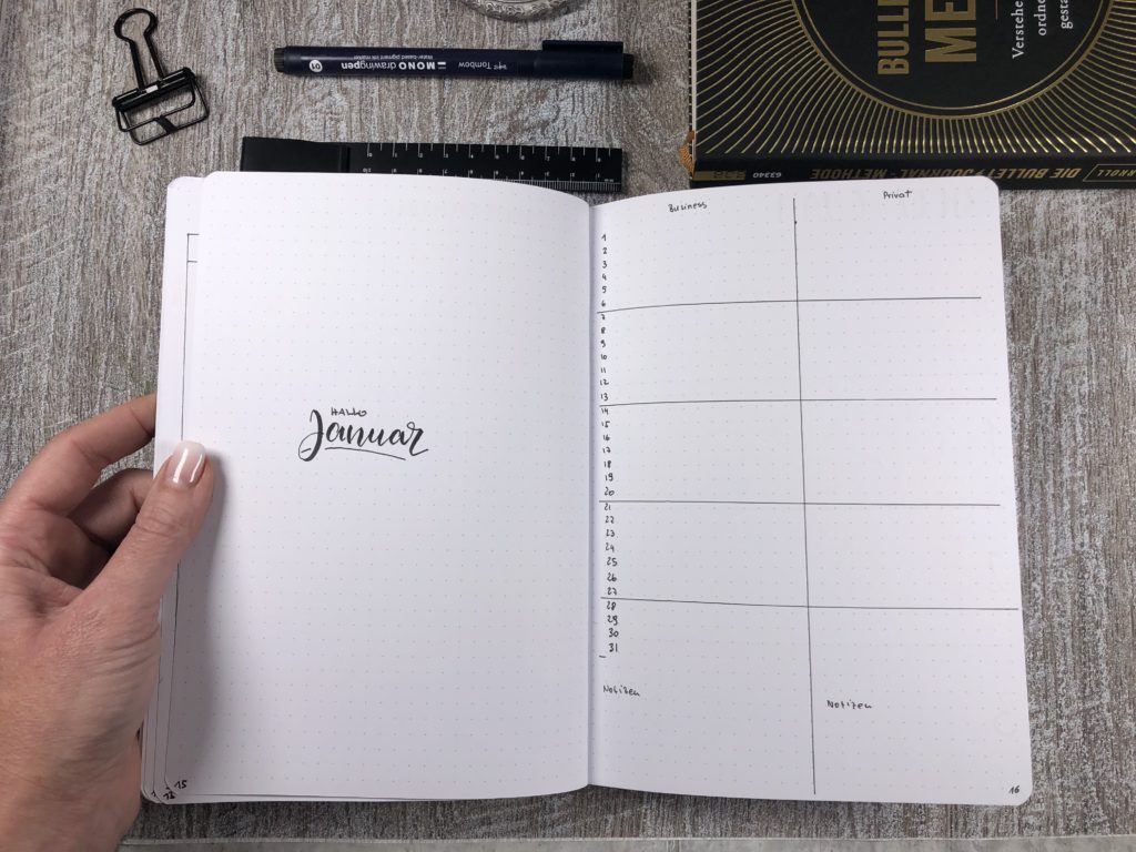 Bullet Journal Monthly Log Monatsübersicht 