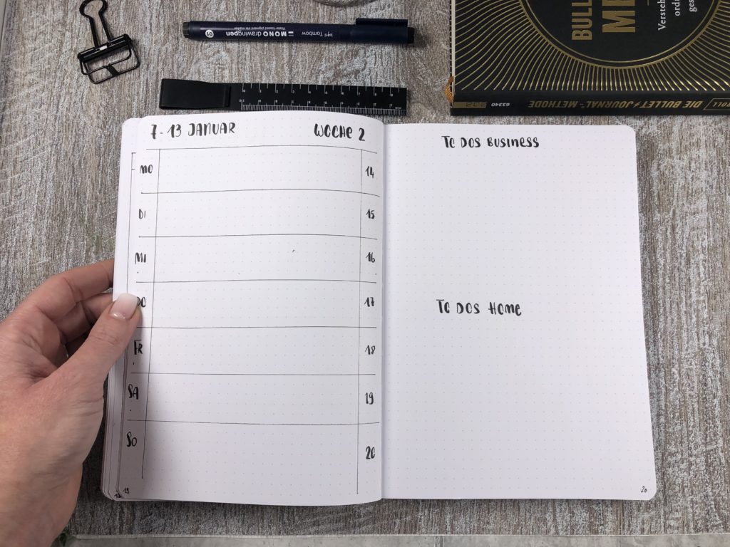 Bulletjournal Start Weekly Log Wochenübersicht mit To Dos Bulletjournal Start Weekly Log Wochenübersicht mit To Dos