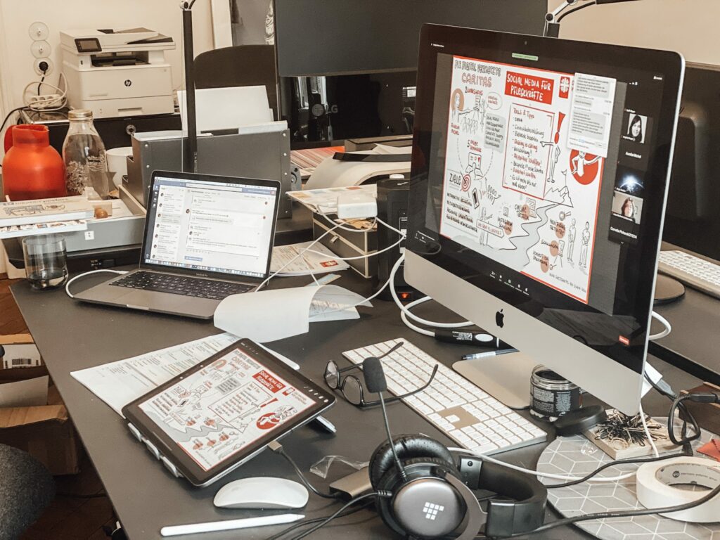 Graphic Recording Setup mit Dokumentenkamera