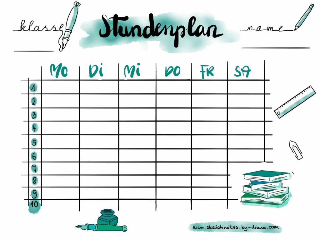 Sketchnotes Stundenplan Freebie