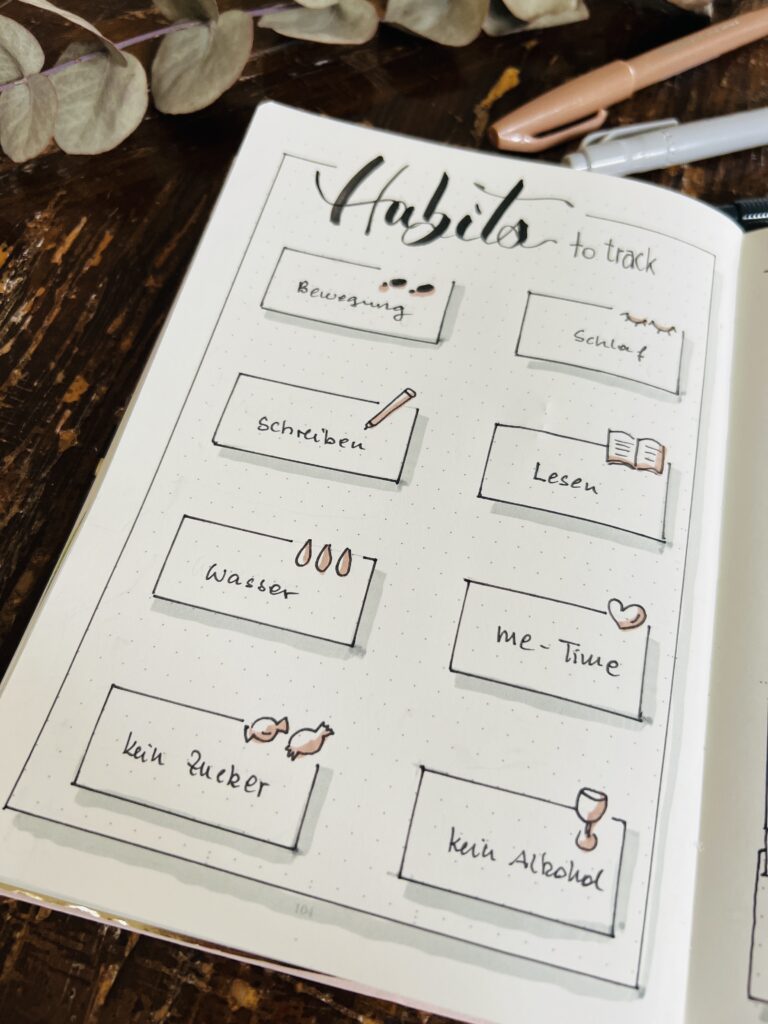 Habits Gewohnheiten die du im Bulletjournal tracken kannst. 