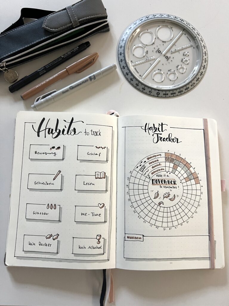 Kreis- und Winkelzeichner Bullet Journal Zubehör für Habit Tracker