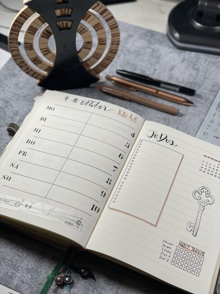 Bullet Journal Wochenübersicht mit Platz für To Dos