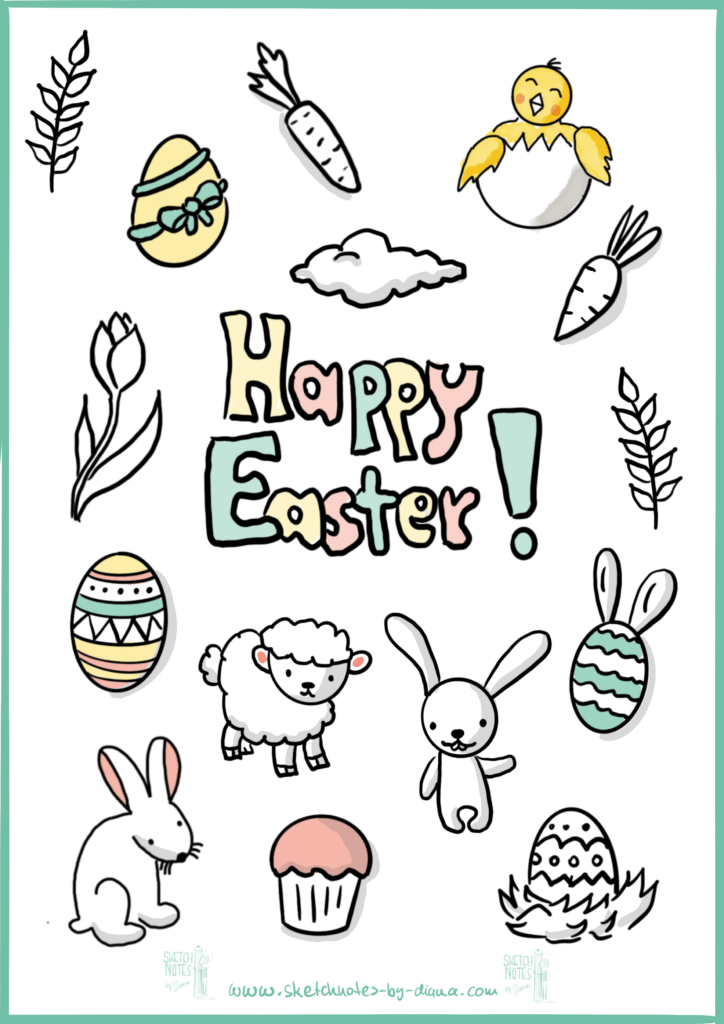 Sketchnotes Symbole und Zeichenvorlagen für Ostern