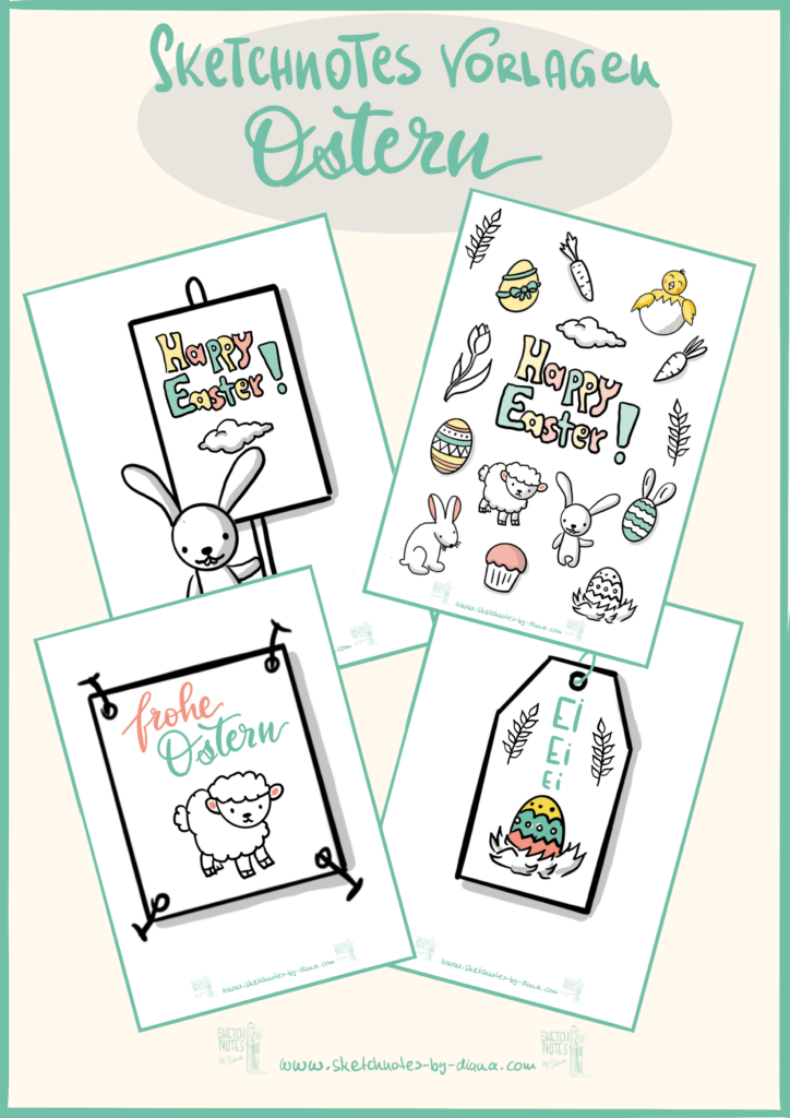 Sketchnotes Vorlagen Ostern Zeichenanleitung
