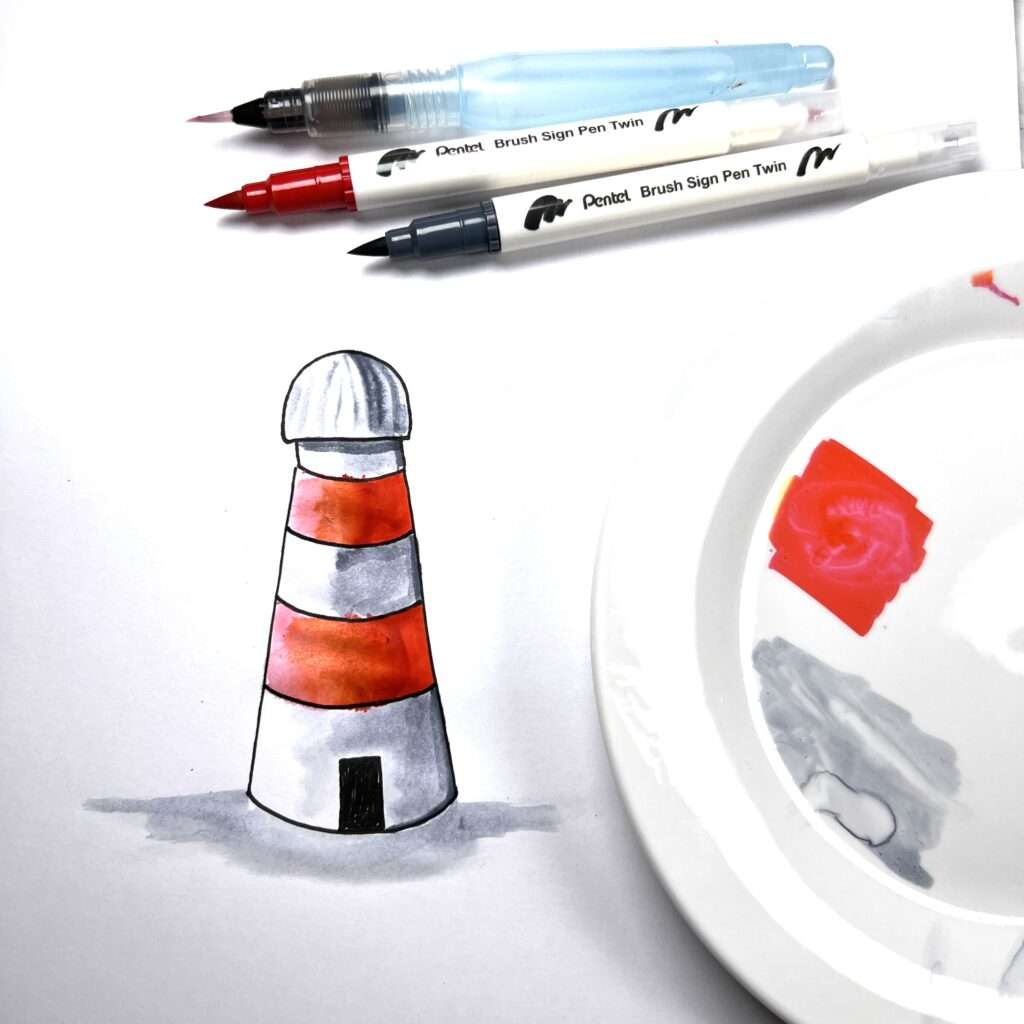 Pentel Touch Sign Pen TWIN - wasservermalbar Leuchtturm