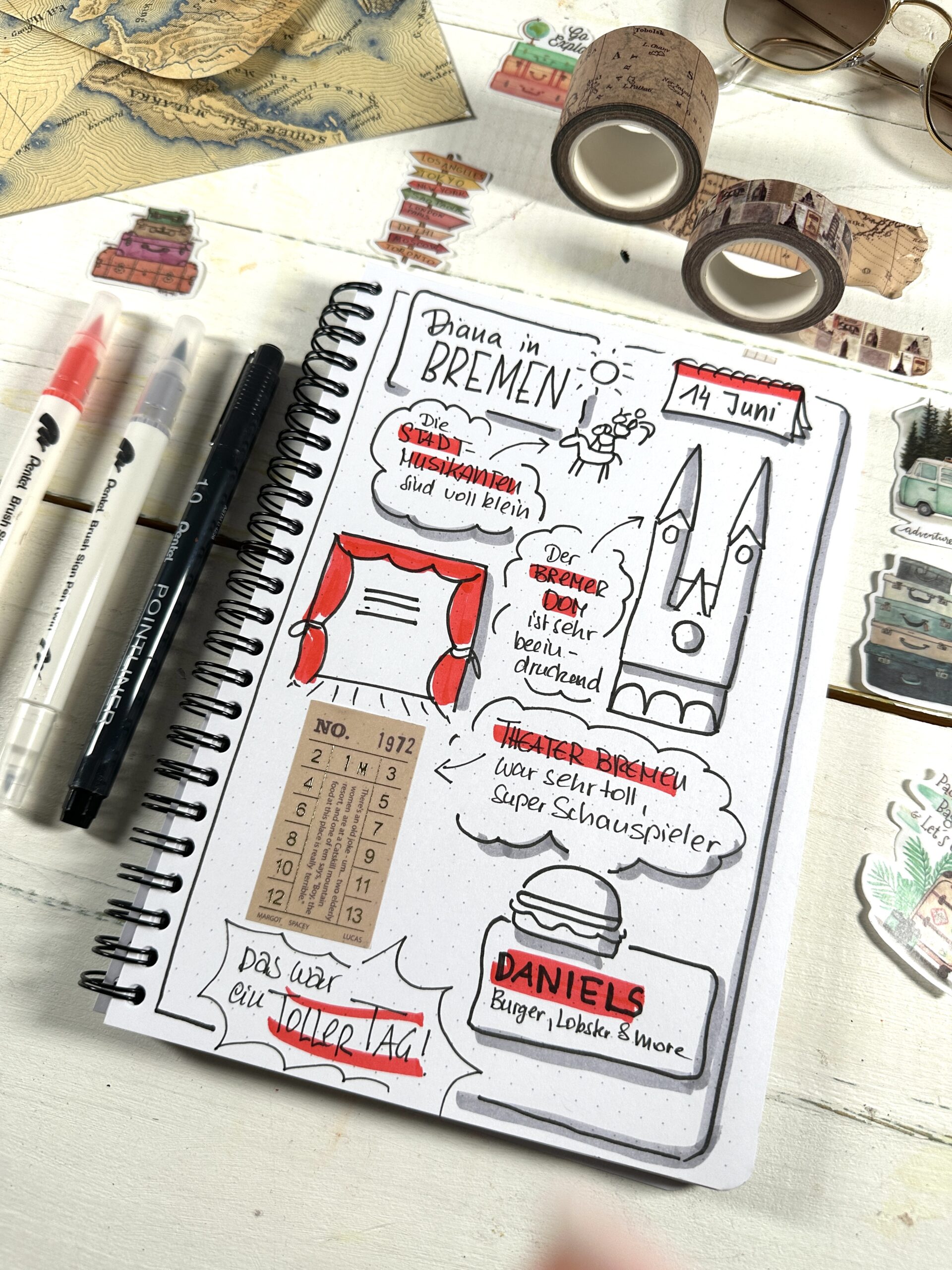 Bremen Sketchnote mit Pentel Touch Sign Pen twin