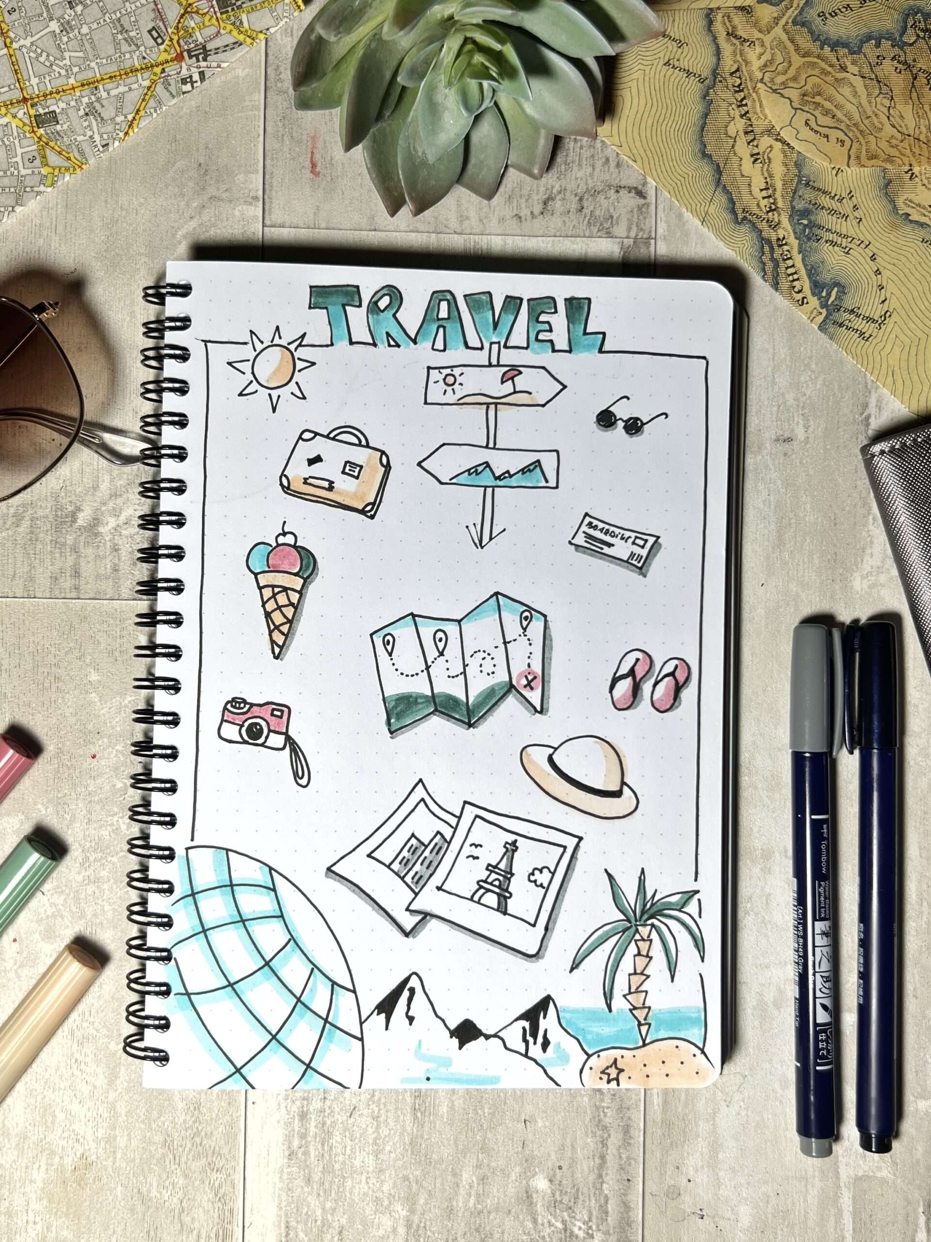 Sketchnotes Symbole Reise Travel Doodles