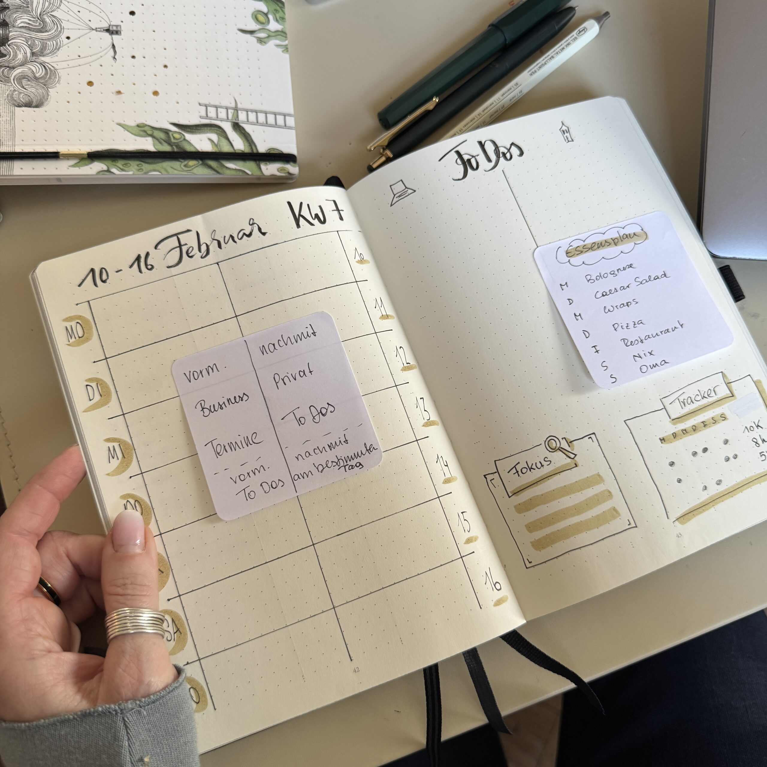 bullet journal online kurs beispiel einer wochenübersicht