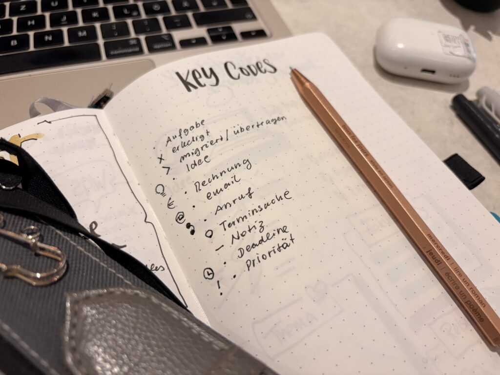 Key Codes zum Sortieren von To Do Liste einer Brain Dump Liste für Mental Lead Reduktion