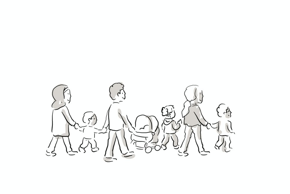 Entwurf: Familien auf dem Weg zur Kita